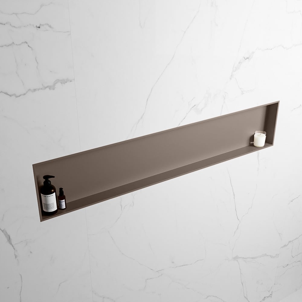MONDIAZ EASY Nis 149,5x29,5cm in solid surface kleur Smoke | Smoke. 1 vak  geschikt voor in- of opbouw