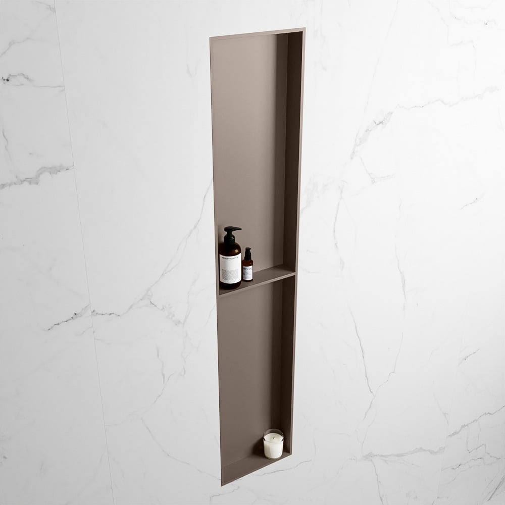 MONDIAZ EASY Nis 89,5x29,5cm in solid surface kleur Smoke | Smoke. 2 vakken geschikt voor in- of opbouw