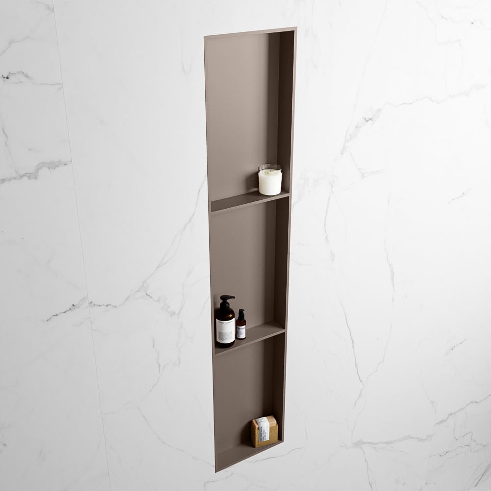 MONDIAZ EASY Nis 149,5x29,5cm in solid surface kleur Smoke | Smoke. 3 vakken  geschikt voor in- of opbouw