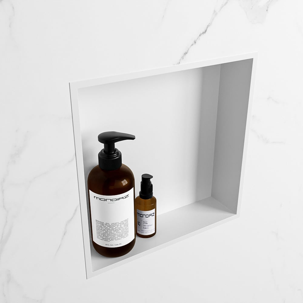 MONDIAZ EASY Nis 29,5x29,5cm in solid surface kleur Talc | Talc. 1 vak  geschikt voor in- of opbouw