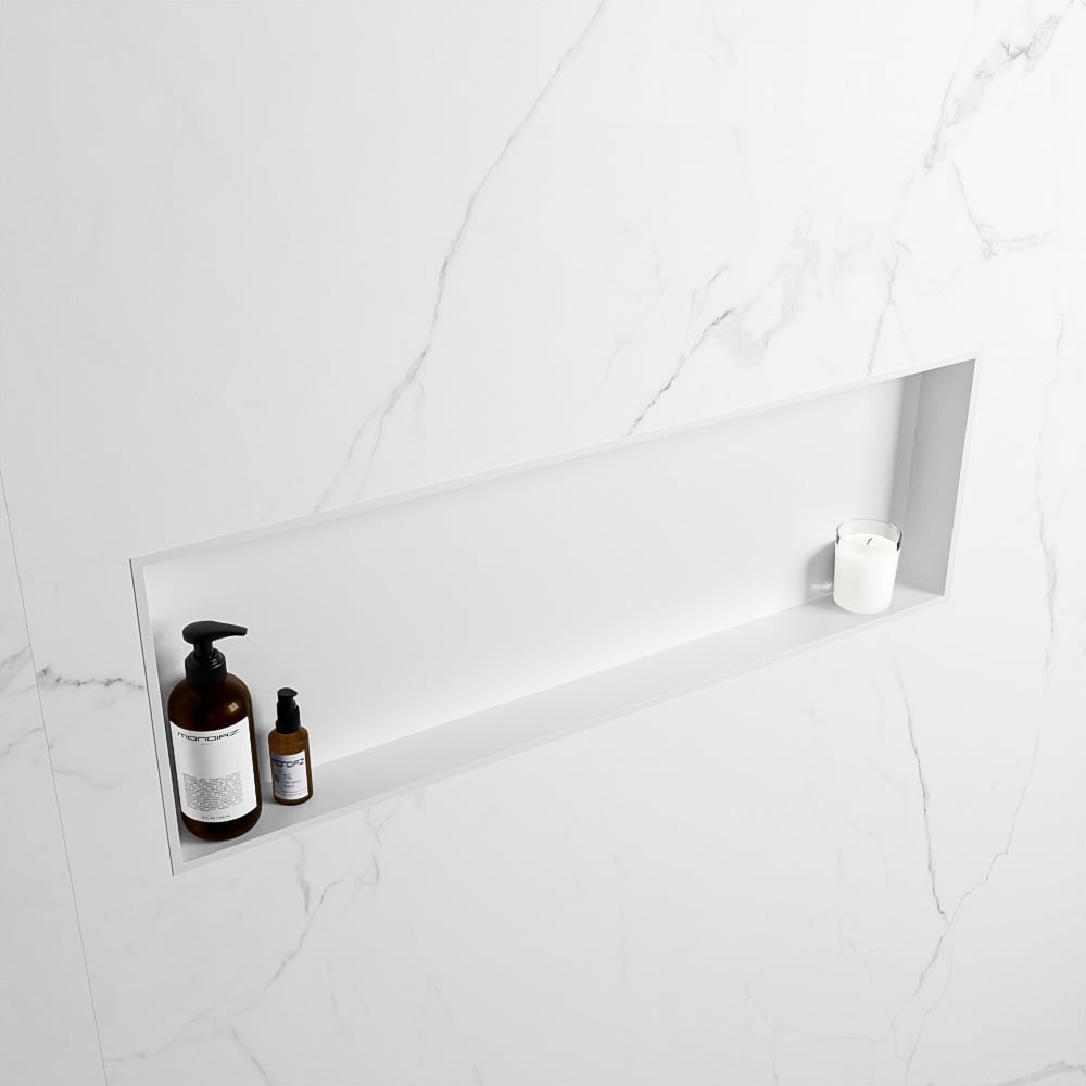 MONDIAZ EASY Nis 89,5x29,5cm in solid surface kleur Talc | Talc. 1 vak  geschikt voor in- of opbouw