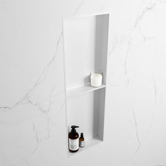MONDIAZ EASY Nis 149,5x29,5cm in solid surface kleur Talc | Talc. 2 vakken geschikt voor in- of opbouw