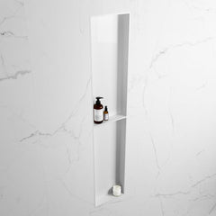 MONDIAZ EASY Nis 89,5x29,5cm in solid surface kleur Talc | Talc. 2 vakken geschikt voor in- of opbouw