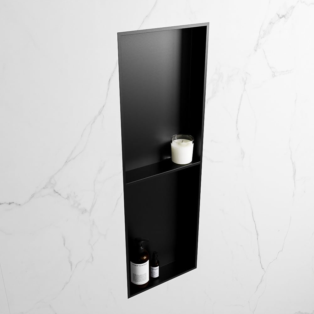 MONDIAZ EASY Nis 149,5x29,5cm in solid surface kleur Urban | Urban. 2 vakken geschikt voor in- of opbouw