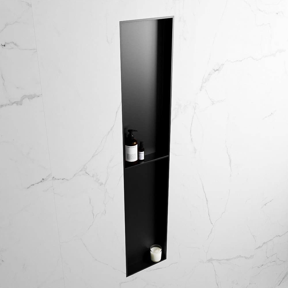 MONDIAZ EASY Nis 89,5x29,5cm in solid surface kleur Urban | Urban. 2 vakken geschikt voor in- of opbouw