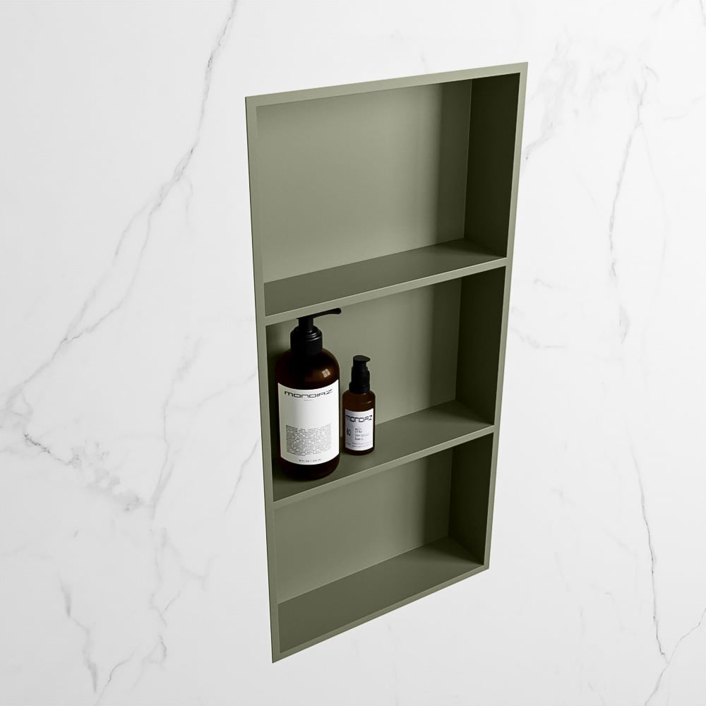 MONDIAZ EASY Nis 59,5x29,5cm in solid surface kleur Army | Army. 3 vakken  geschikt voor in- of opbouw