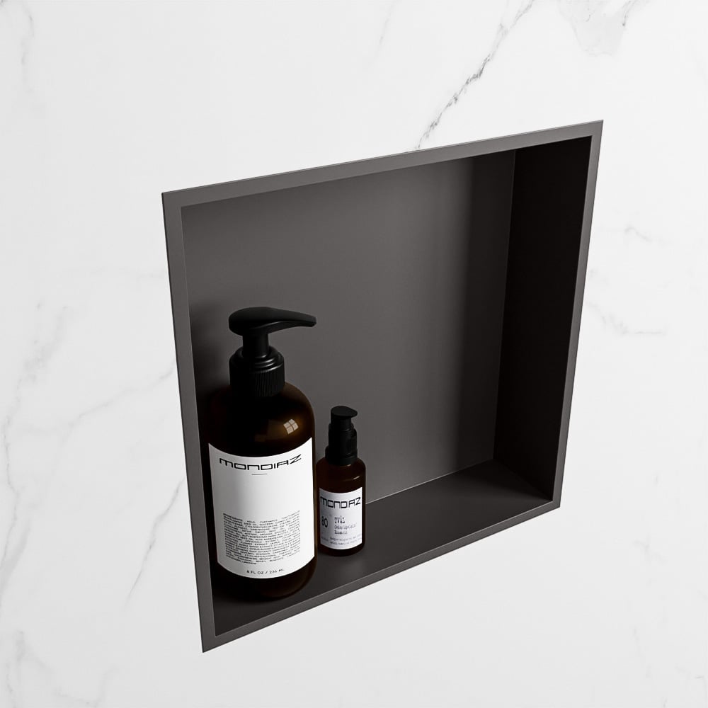 MONDIAZ EASY Nis 29,5x29,5cm in solid surface kleur DarkGrey | DarkGrey. 1 vak  geschikt voor in- of opbouw