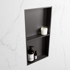 MONDIAZ EASY Nis 59,5x29,5cm in solid surface kleur DarkGrey | DarkGrey. 2 vakken geschikt voor in- of opbouw