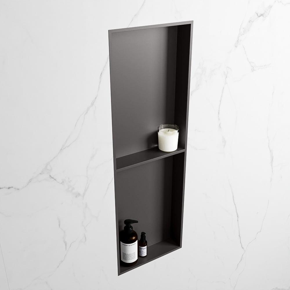 MONDIAZ EASY Nis 149,5x29,5cm in solid surface kleur DarkGrey | DarkGrey. 2 vakken geschikt voor in- of opbouw
