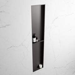 MONDIAZ EASY Nis 89,5x29,5cm in solid surface kleur DarkGrey | DarkGrey. 2 vakken geschikt voor in- of opbouw