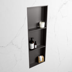 MONDIAZ EASY Nis 89,5x29,5cm in solid surface kleur DarkGrey | DarkGrey. 3 vakken  geschikt voor in- of opbouw