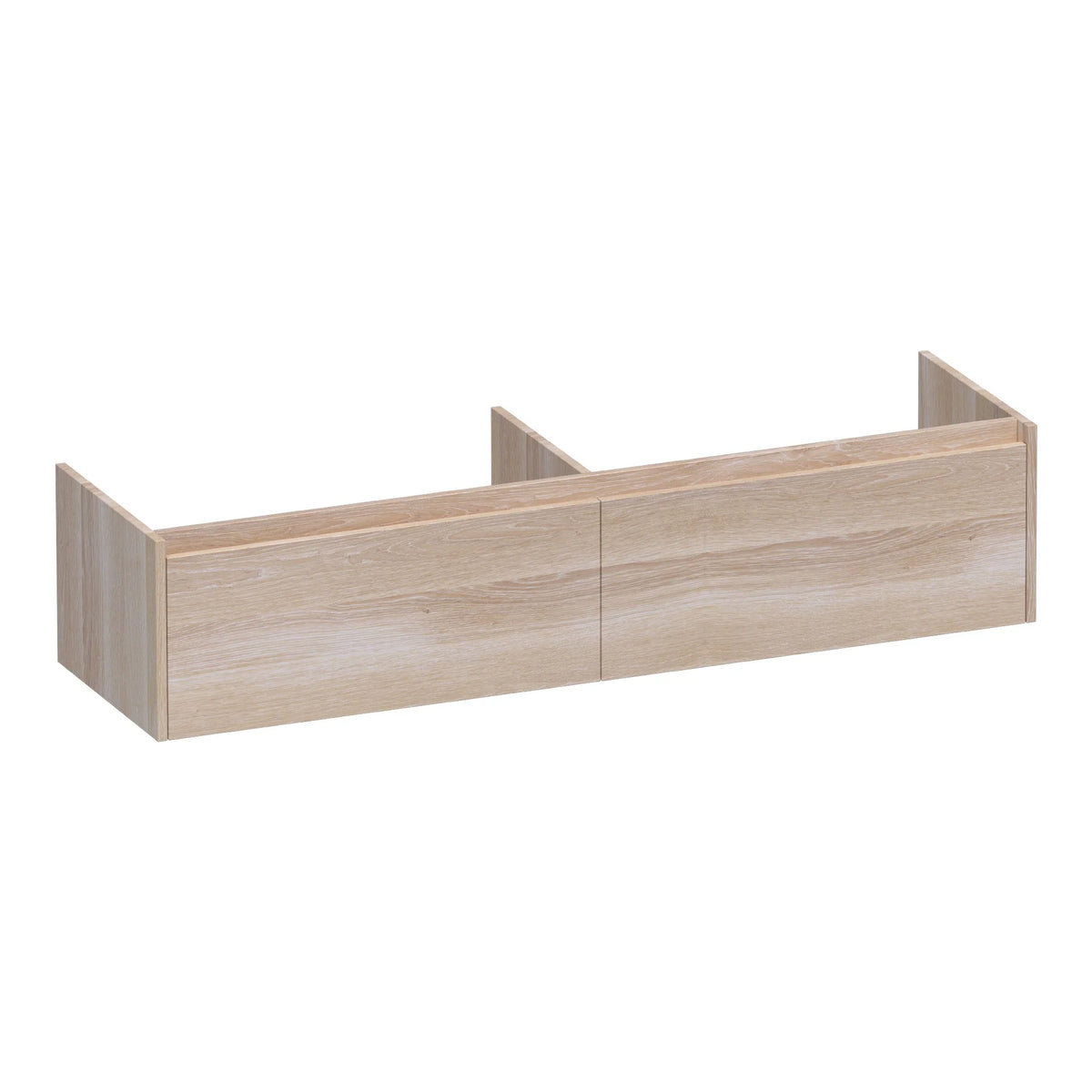 BRAUER Embrace 160 base cabinet with 2 soft-close handleless drawers and 2 siphon cutouts slatted oak white