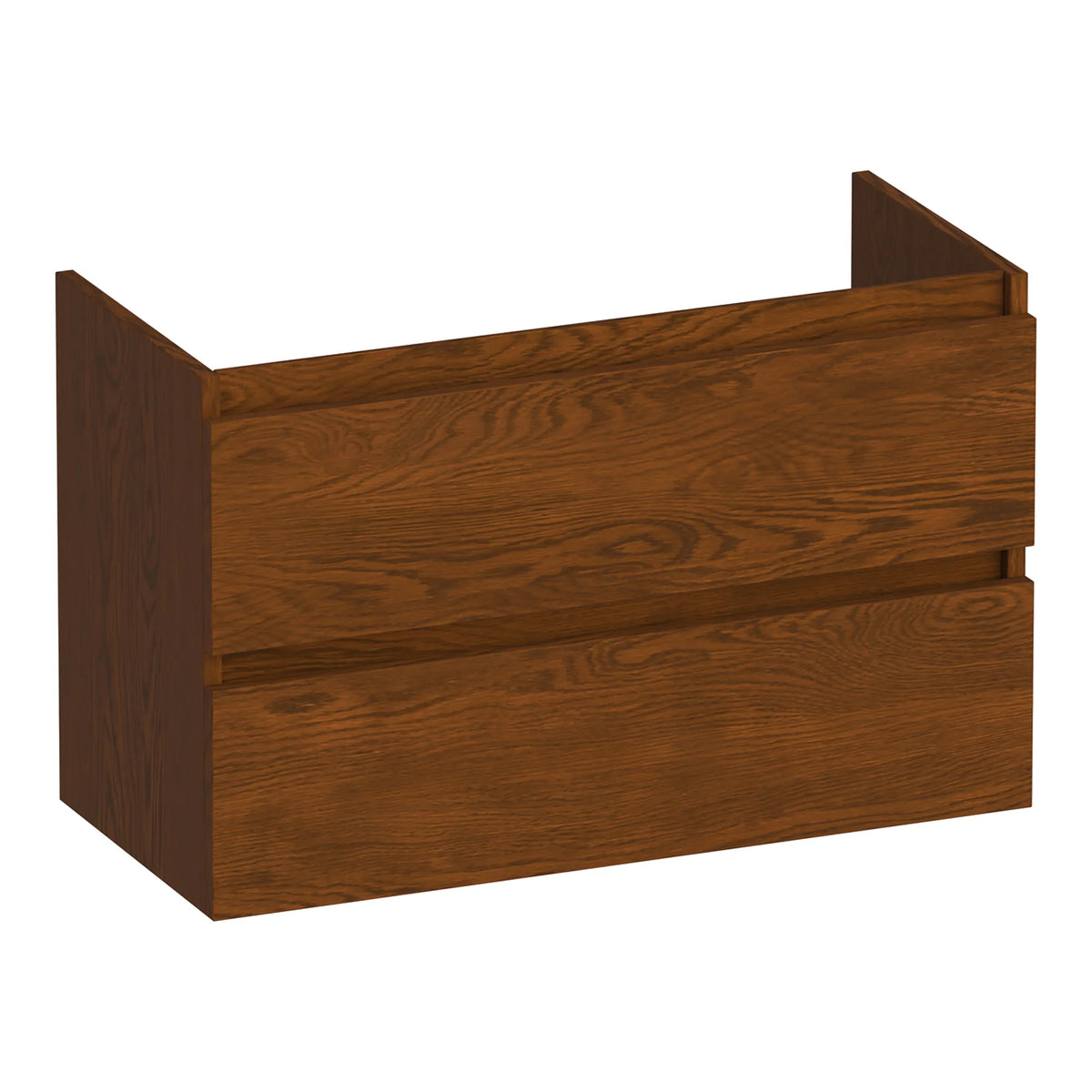 BRAUER Joy shallow base cabinet 80 with 2 soft-close handleless drawers and 1 siphon cut-out lamella oak brown