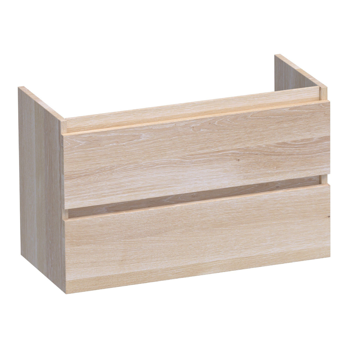 BRAUER Joy shallow base cabinet 80 with 2 soft-close handleless drawers and 1 siphon cut-out slatted oak black