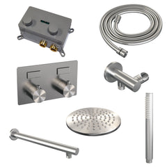 Brauer Edition inbouw doucheset - staafhanddouche - 20cm hoofdouche - rechte wandarm - wandsteun - geborsteld rvs PVD