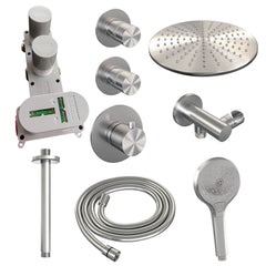 Brauer Edition thermostatische inbouw doucheset - chroom - hoofddouche 30cm - plafondsteun - staafhanddouche