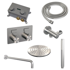 Brauer Edition inbouw doucheset - staafhanddouche - 20cm hoofdouche - gebogen wandarm - wandsteun - geborsteld rvs PVD