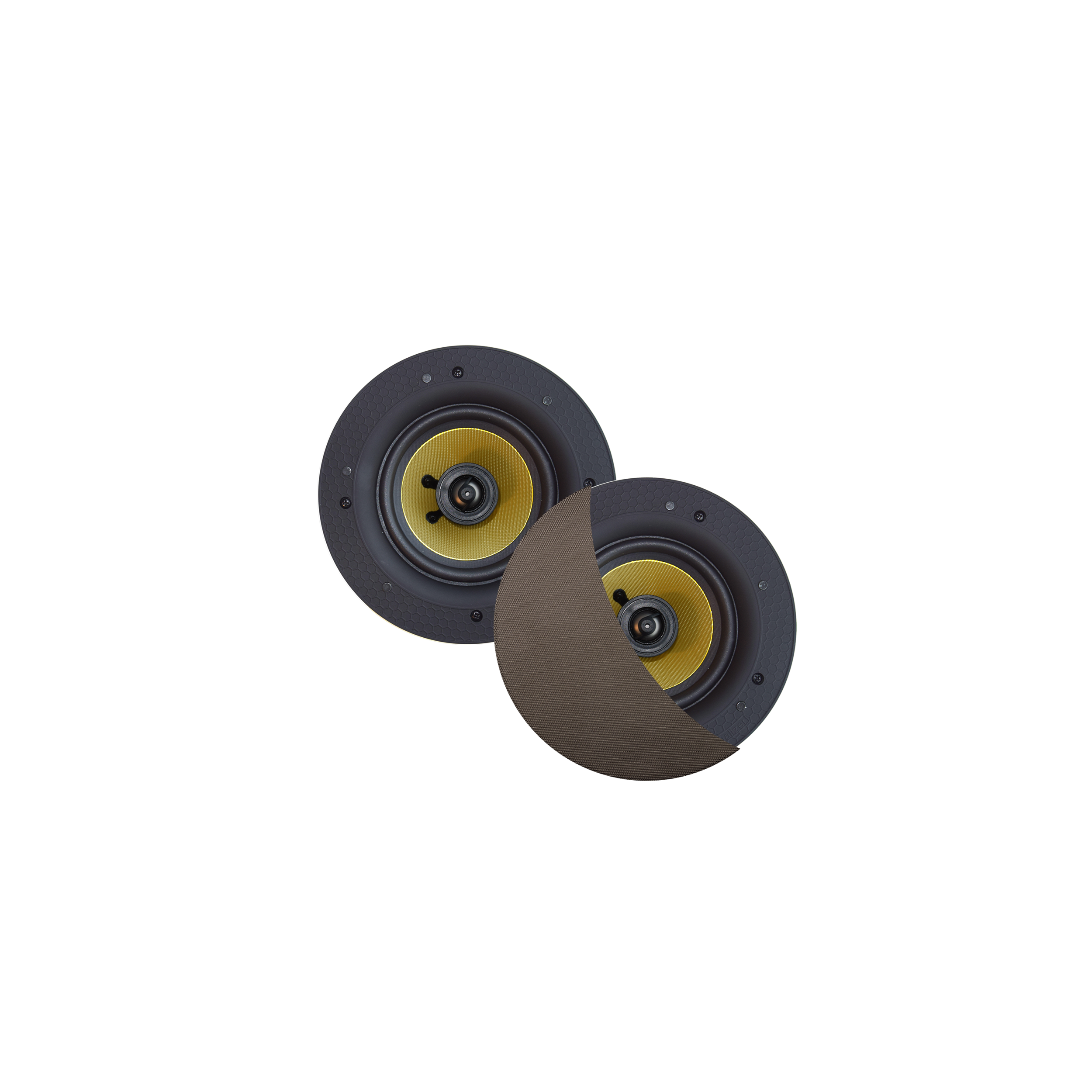RUMBA SPEAKERSET, 45W (0,5" TWEETER), INOX/RVS LOOK, ROND 120 MM, DIEPTE 55 MM, RANDLOOS, IPX4