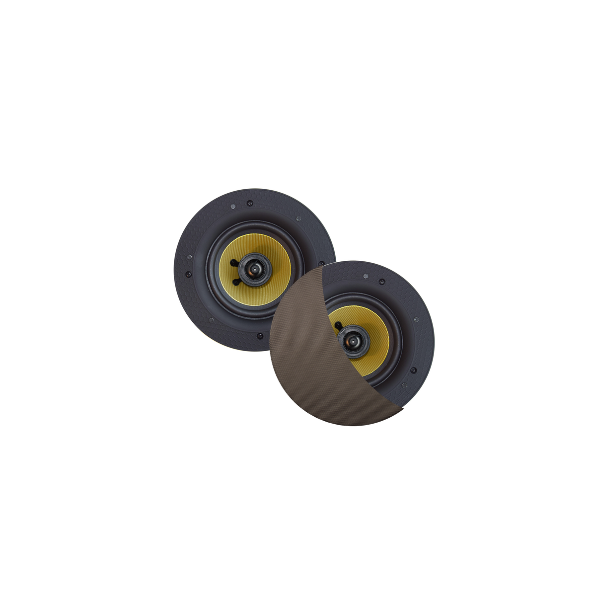 RUMBA SPEAKERSET, 45W (0,5" TWEETER), INOX/RVS LOOK, ROND 120 MM, DIEPTE 55 MM, RANDLOOS, IPX4