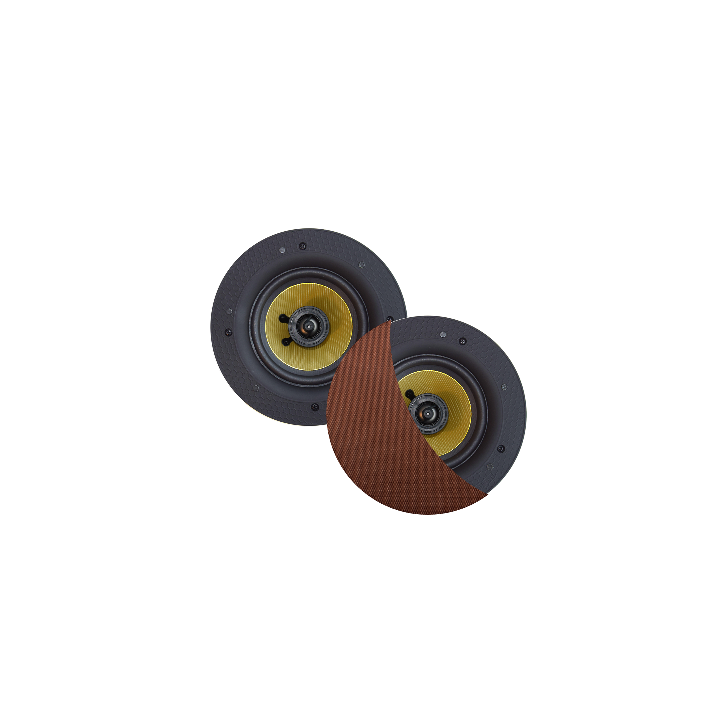 RUMBA SPEAKERSET, 45W (0,5" TWEETER), BRUSHED COPPER, ROND 120 MM, DIEPTE 55 MM, RANDLOOS, IPX4