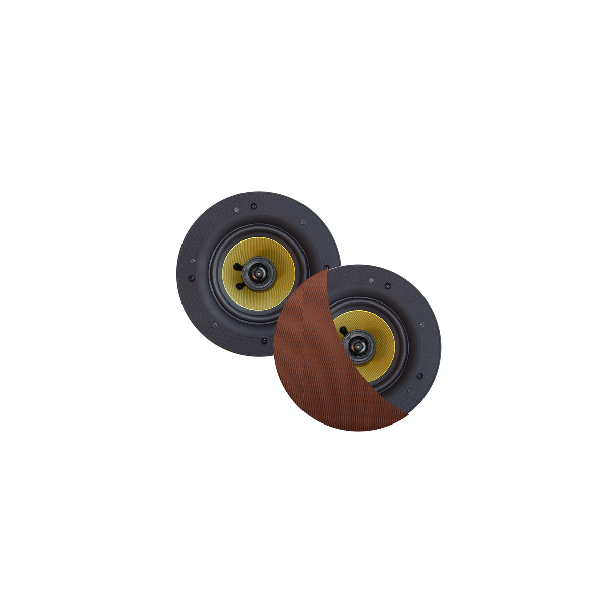 RUMBA SPEAKERSET, 45W (0,5" TWEETER), BRUSHED COPPER, ROND 120 MM, DIEPTE 55 MM, RANDLOOS, IPX4