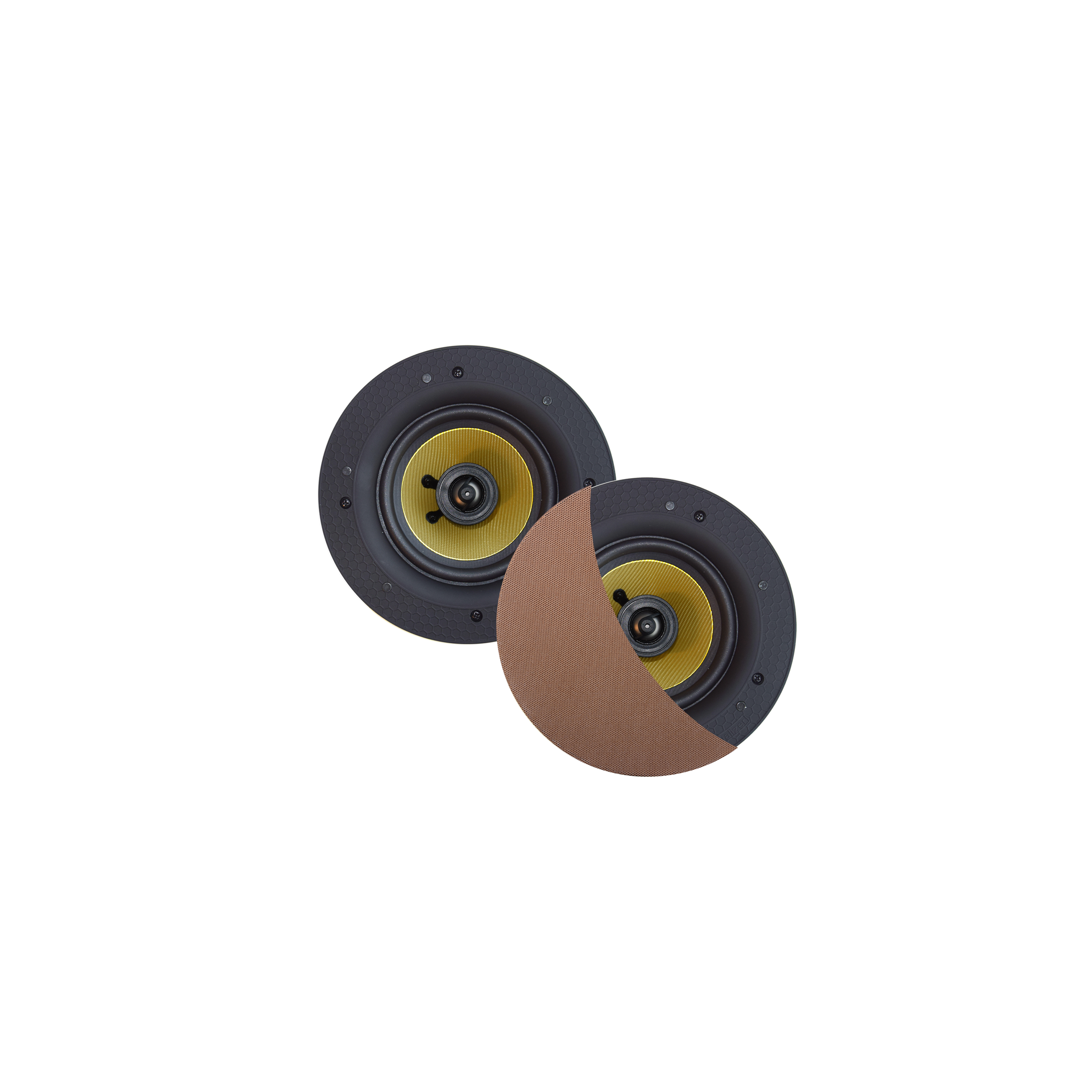 RUMBA SPEAKERSET, 45W (0,5" TWEETER), BRUSHED RED GOLD, ROND 120 MM, DIEPTE 55 MM, RANDLOOS, IPX4