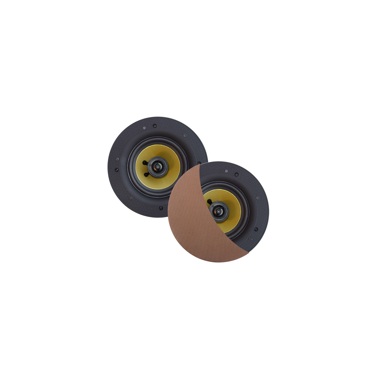RUMBA SPEAKERSET, 45W (0,5" TWEETER), BRUSHED RED GOLD, ROND 120 MM, DIEPTE 55 MM, RANDLOOS, IPX4