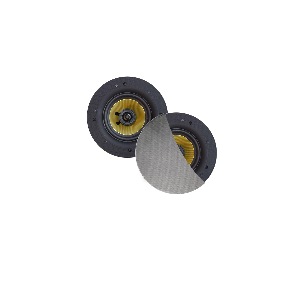 RUMBA SPEAKERSET, 45W (0,5" TWEETER), MAT CHROOM, ROND 120 MM, DIEPTE 55 MM, RANDLOOS, IPX4