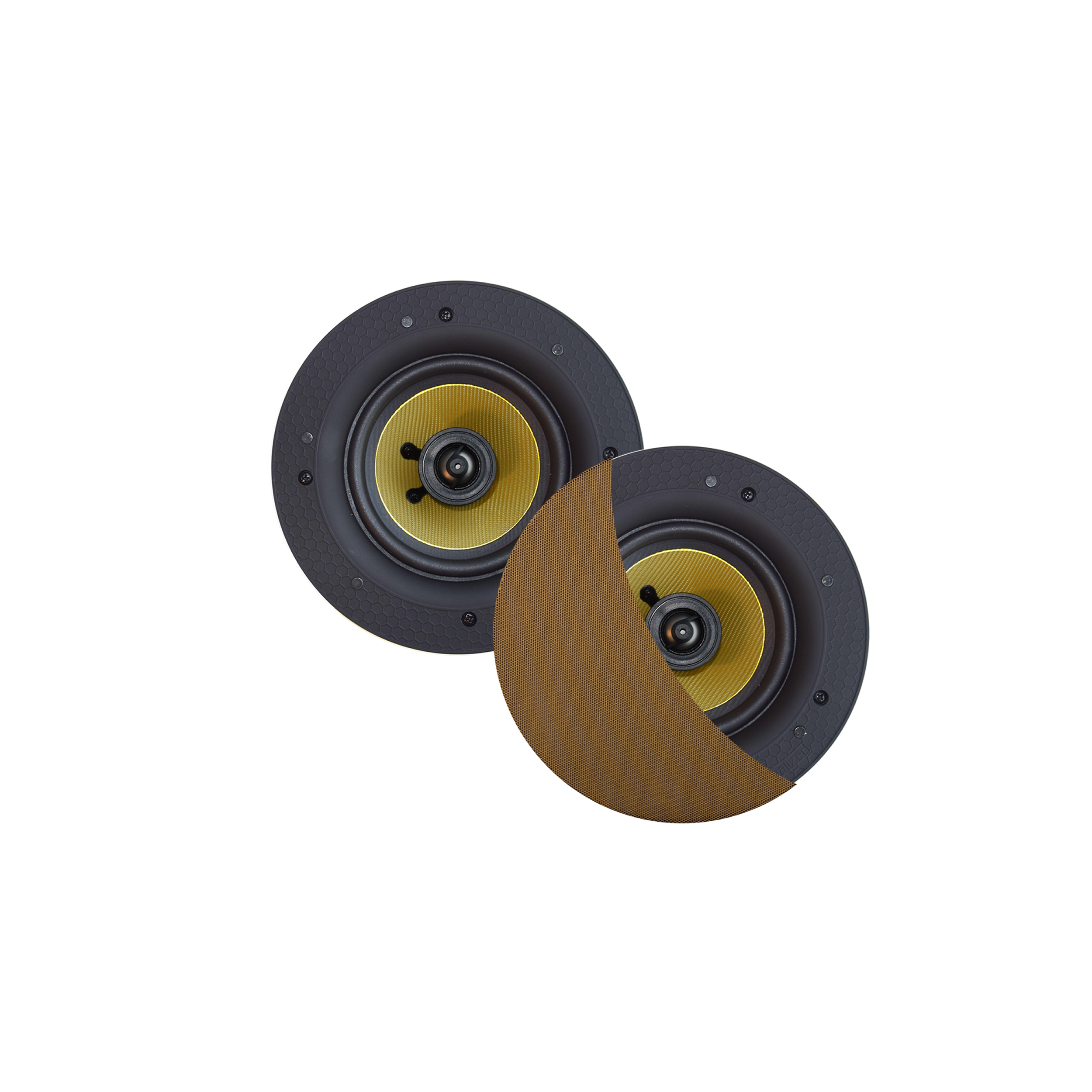 SAMBA SPEAKERSET, 65W (DRAAIBARE TWEETER), BRUSHED GOLD (ROND 195 MM), RANDLOOS
