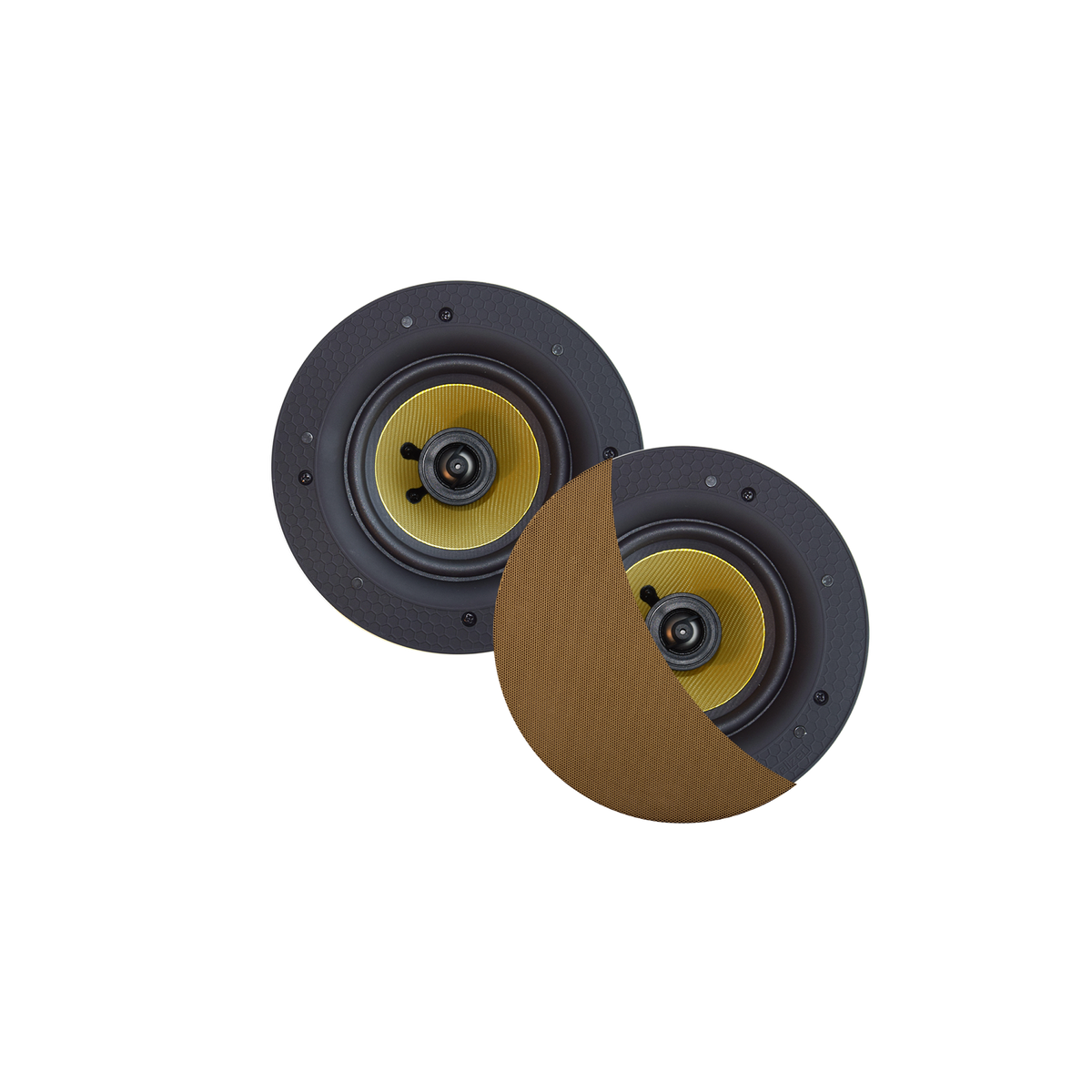 SAMBA SPEAKERSET, 65W (DRAAIBARE TWEETER), BRUSHED GOLD (ROND 195 MM), RANDLOOS