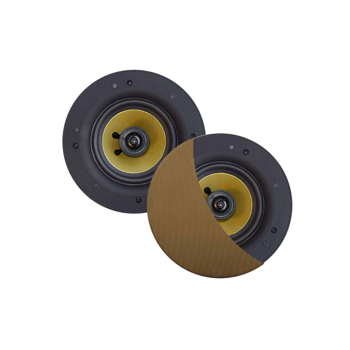 ZUMBA SPEAKERSET, 100W (0,75" DRAAIBARE TWEETER), BRUSHED BRONZE, ROND 226 MM, DIEPTE 81 MM, RANDLOOS, IPX4
