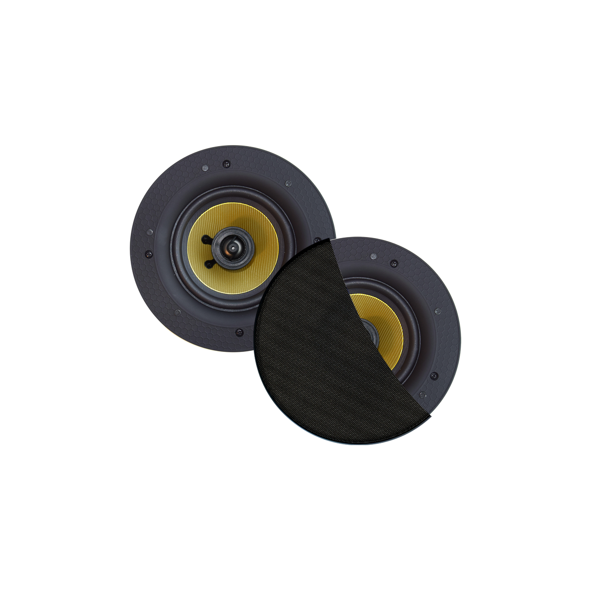 ZUMBA SPEAKERSET, 100W (0,75" DRAAIBARE TWEETER), ZWART, ROND 226 MM, DIEPTE 81 MM, RANDLOOS, IPX4
