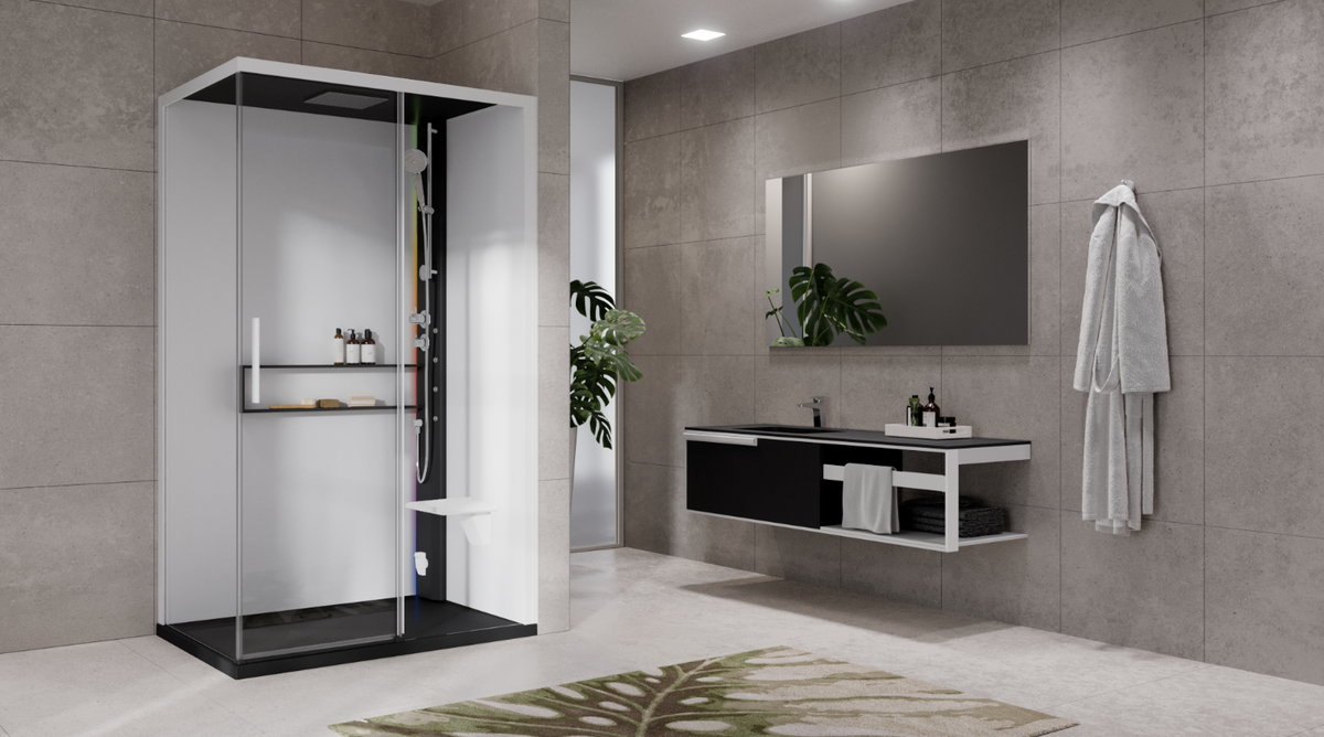 Novellini Glax 2.0 2P Steam Shower Cabin - Right - Luxury Shower Cabin with Wellness Steam Function