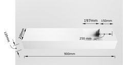 MONDIAZ TYNE 90cm fontein solid surface kleur Talc. Positie wastafel rechts