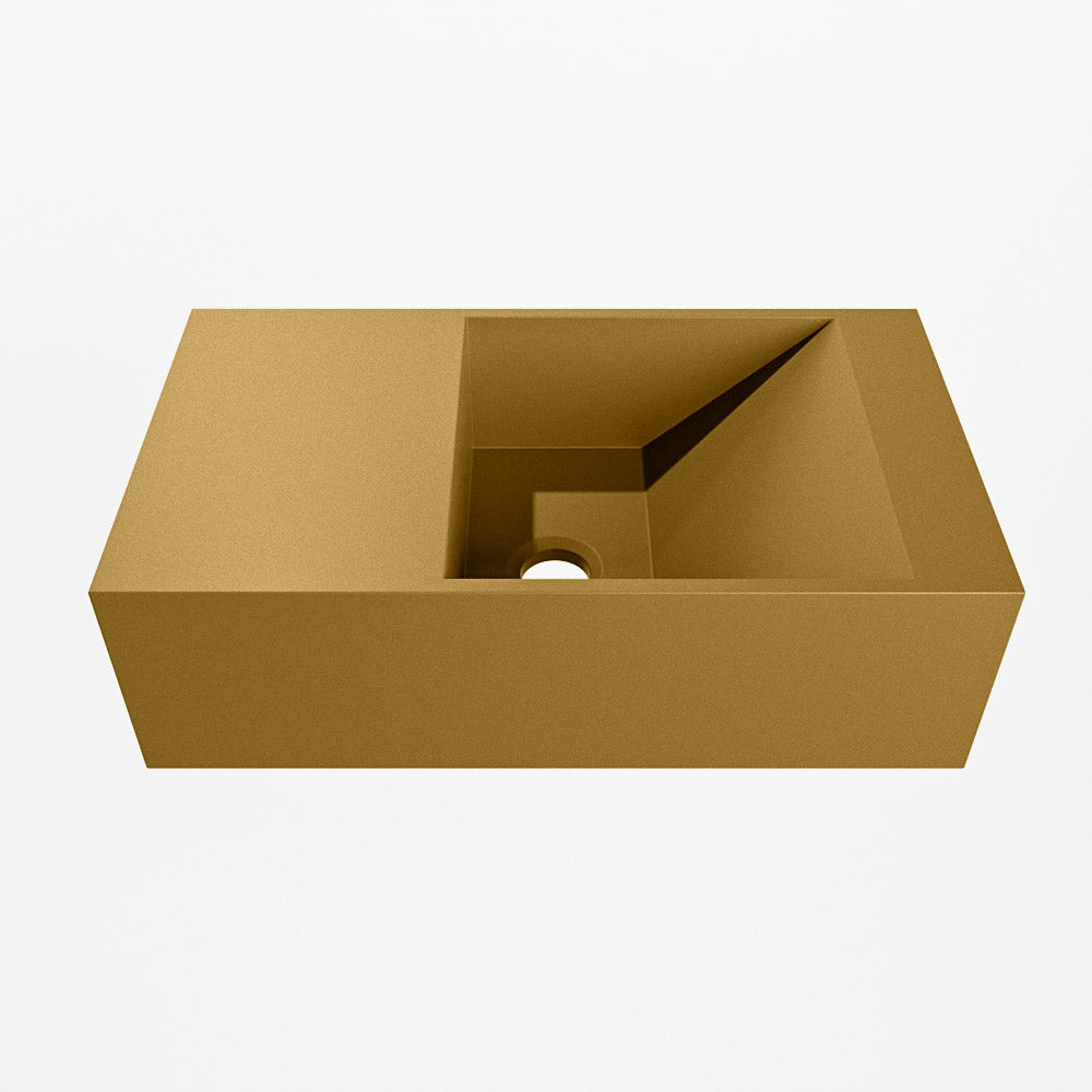 MONDIAZ TYNE 40cm fontein solid surface kleur Oro. Positie wastafel links
