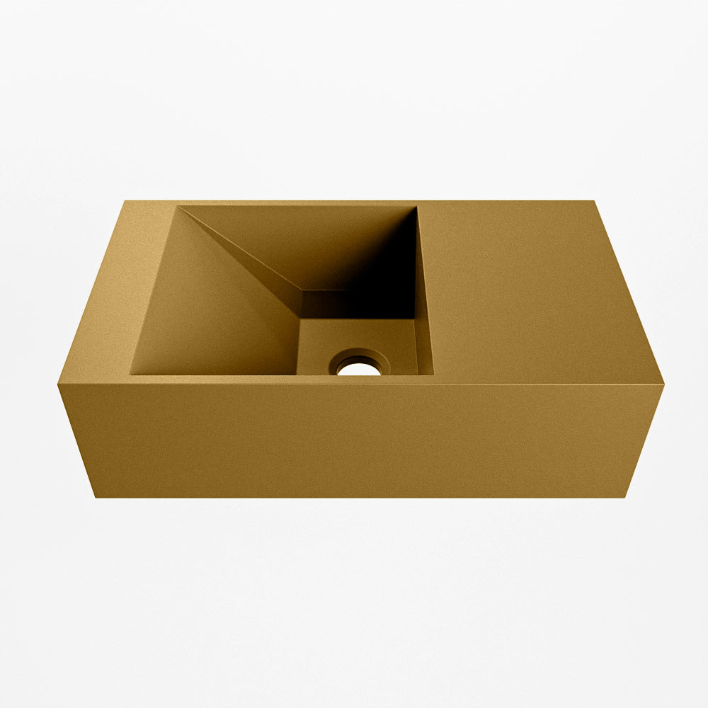 MONDIAZ TYNE 40cm fontein solid surface kleur Oro. Positie wastafel rechts