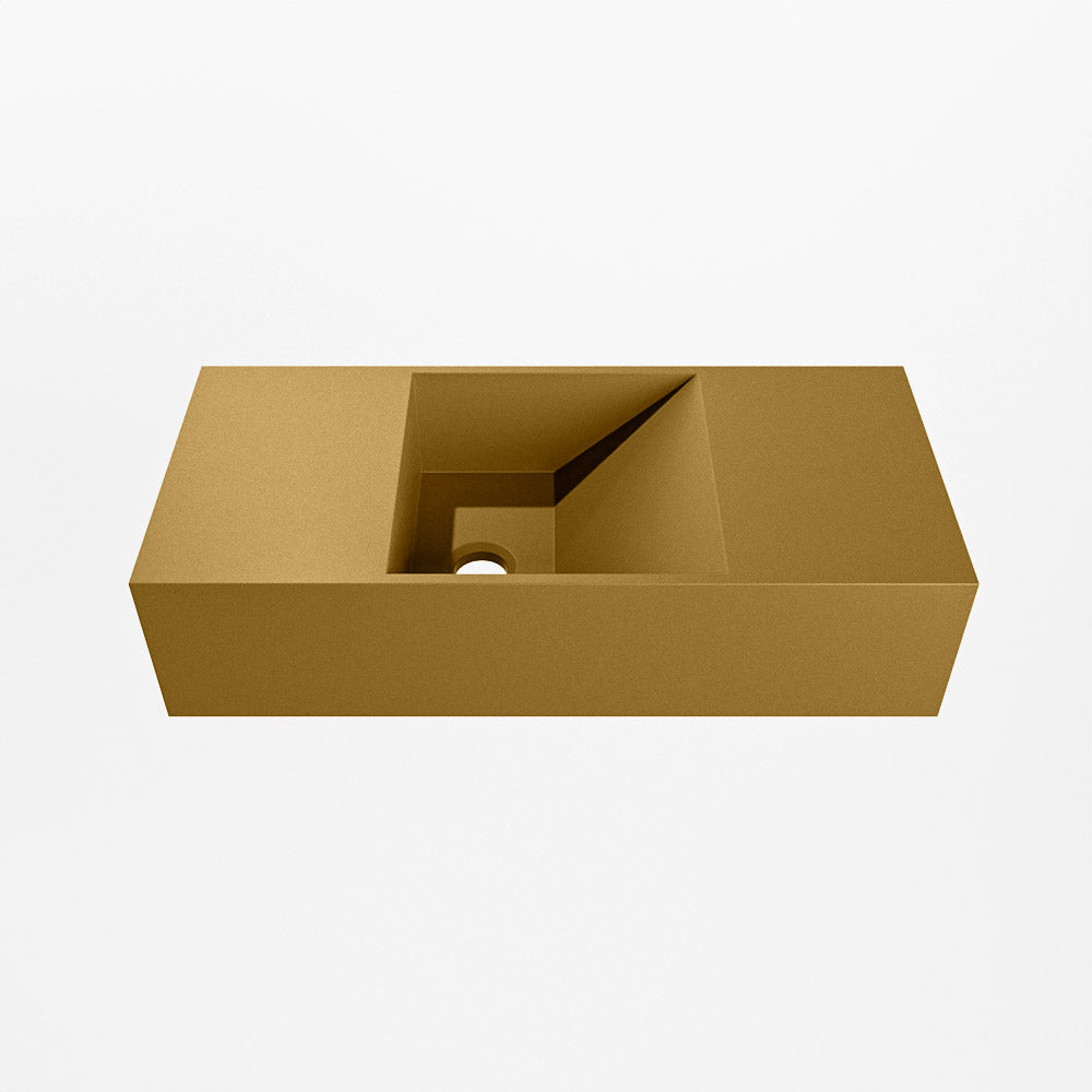 MONDIAZ TYNE 50cm fontein solid surface kleur Oro. Positie wastafel links