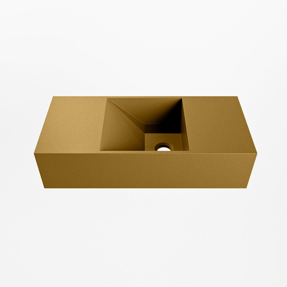 MONDIAZ TYNE 50cm fontein solid surface kleur Oro. Positie wastafel rechts