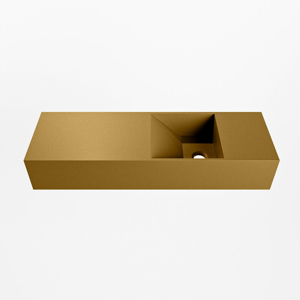 MONDIAZ TYNE 70cm fontein solid surface kleur Oro. Positie wastafel rechts