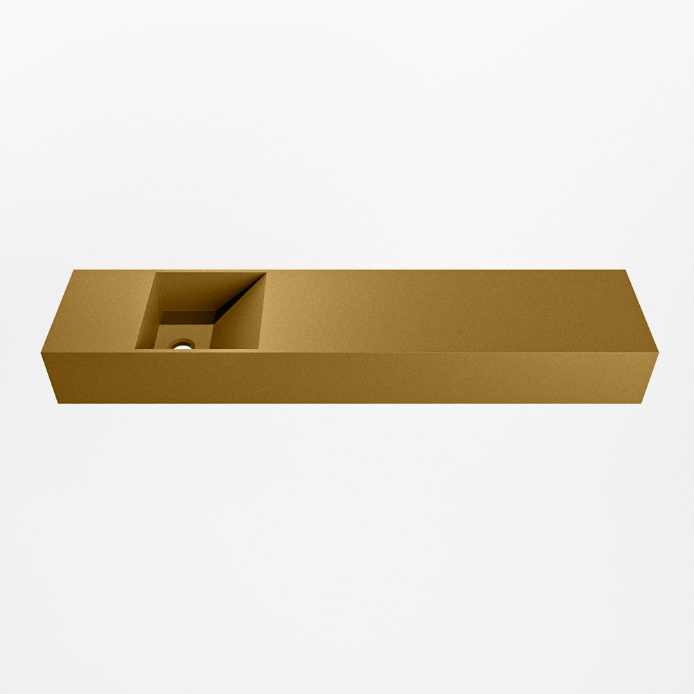 MONDIAZ TYNE 100cm fontein solid surface kleur Oro. Positie wastafel links