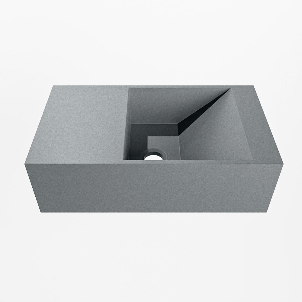 MONDIAZ TYNE 40cm fontein solid surface kleur Plata. Positie wastafel links