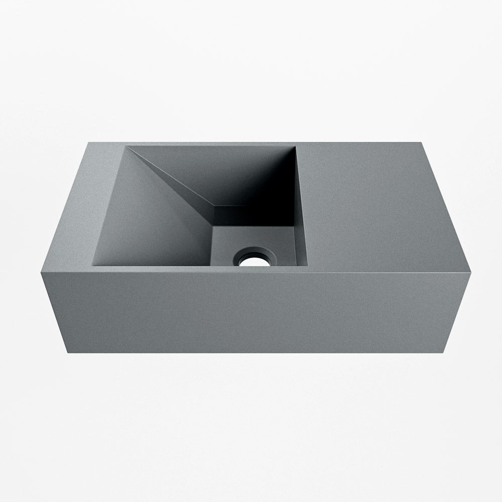 MONDIAZ TYNE 40cm fontein solid surface kleur Plata. Positie wastafel rechts