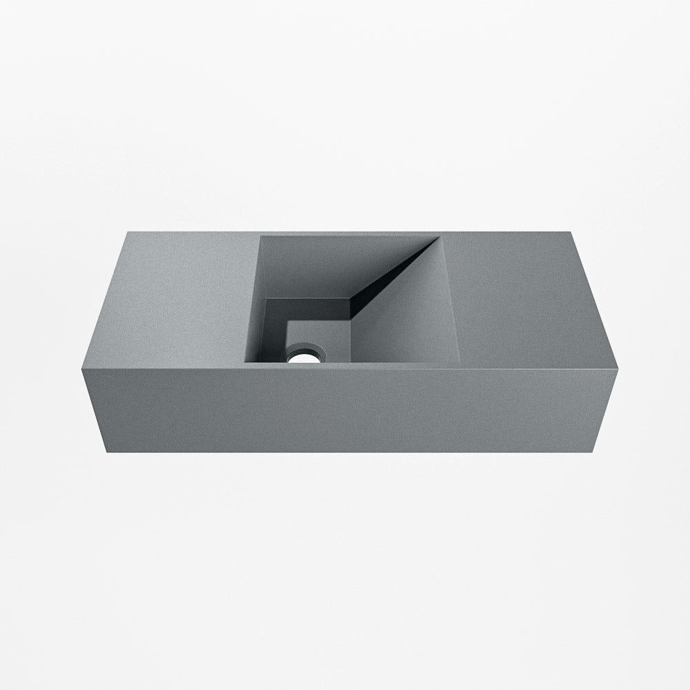 MONDIAZ TYNE 50cm fontein solid surface kleur Plata. Positie wastafel links