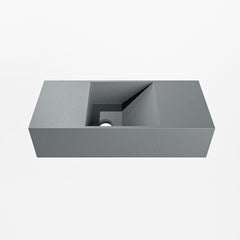 MONDIAZ TYNE 50cm fontein solid surface kleur Plata. Positie wastafel links