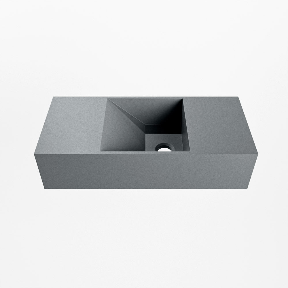 MONDIAZ TYNE 50cm fontein solid surface kleur Plata. Positie wastafel rechts