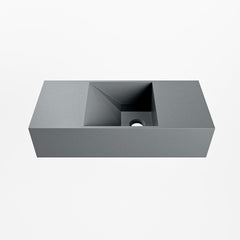 MONDIAZ TYNE 50cm fontein solid surface kleur Plata. Positie wastafel rechts