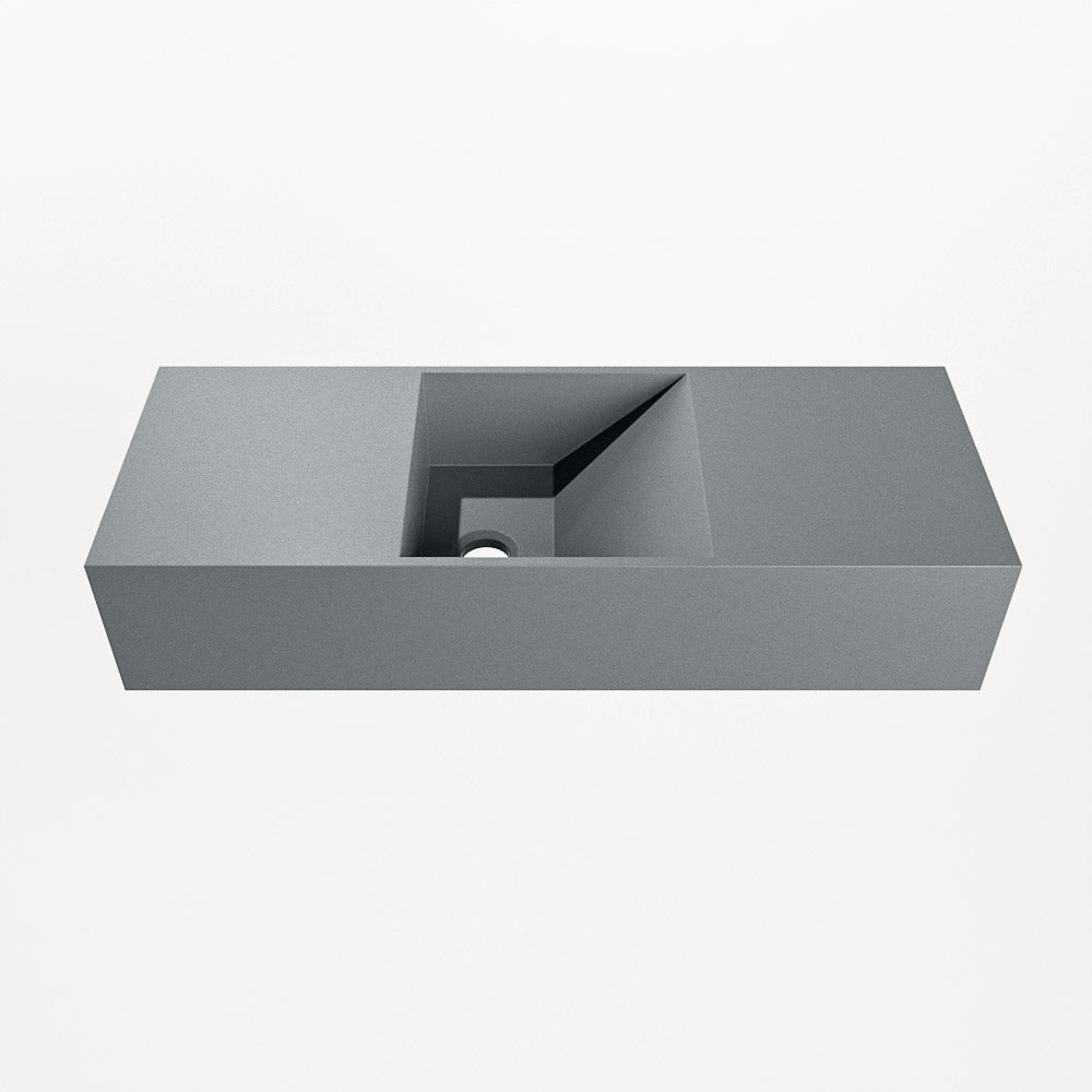 MONDIAZ TYNE 60cm fontein solid surface kleur Plata. Positie wastafel midden