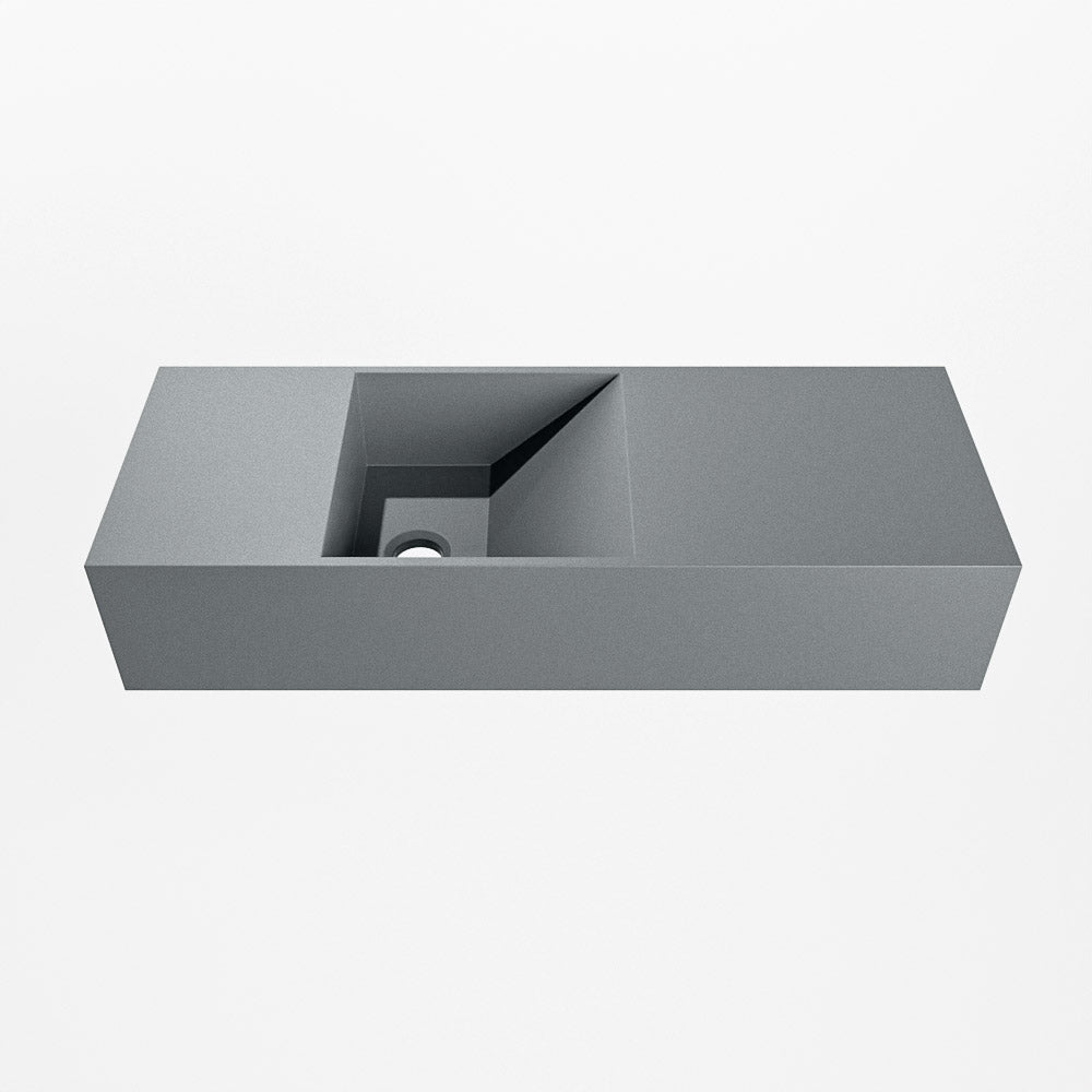 MONDIAZ TYNE 60cm fontein solid surface kleur Plata. Positie wastafel links