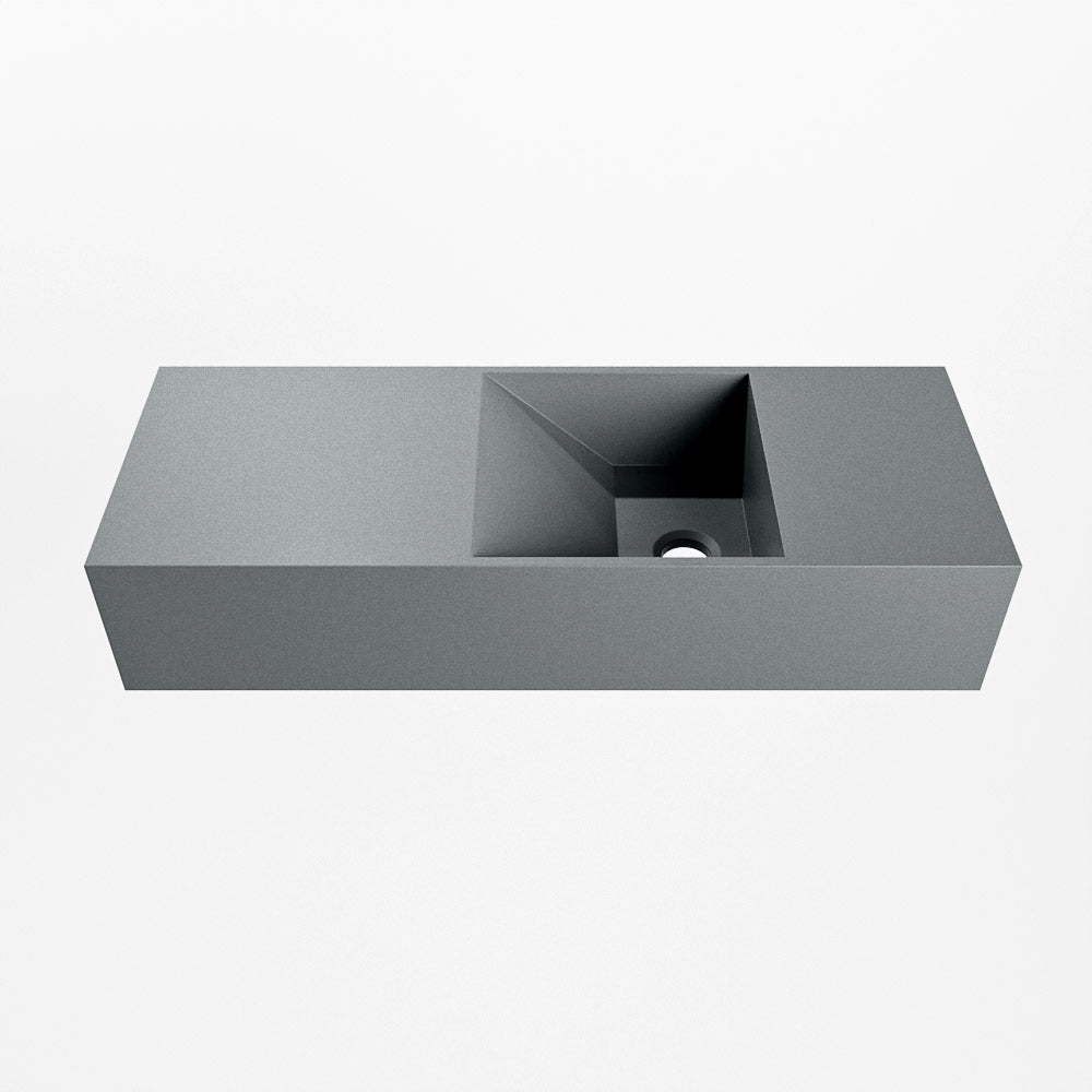 MONDIAZ TYNE 60cm fontein solid surface kleur Plata. Positie wastafel rechts