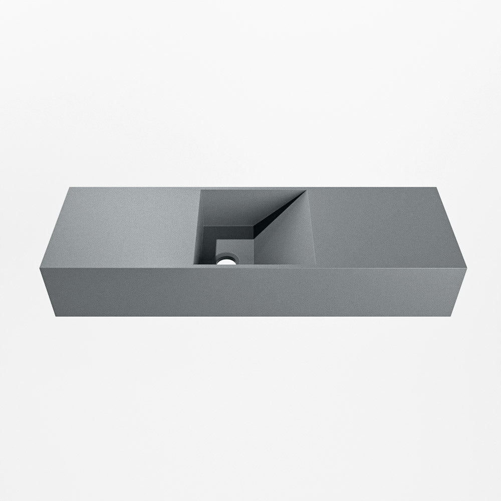 MONDIAZ TYNE 70cm fontein solid surface kleur Plata. Positie wastafel midden
